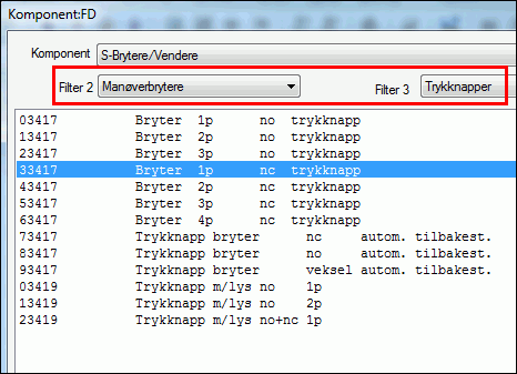 Bryter i produktdatabasen