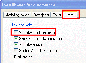 Innstilling for visning av kabel i flerlinje